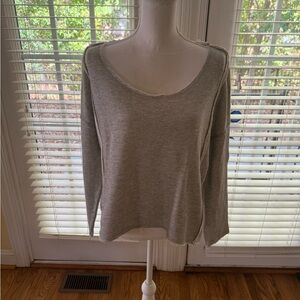 Free People Gray Scoop Neck Sweater